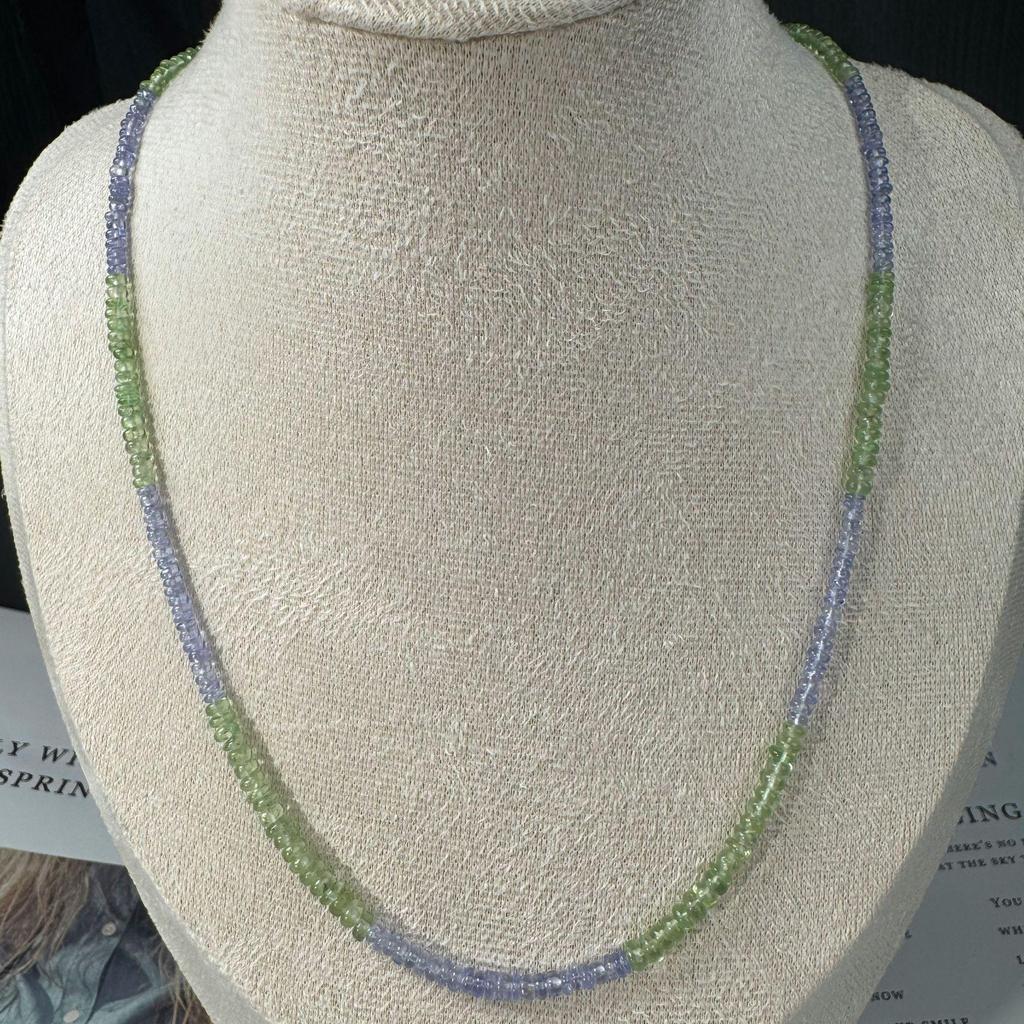 Tanzanite & Tsavorite Beaded Necklace DIY Gemstone Bracelet Clavicle Chain Loose Beads