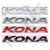 3D Chrome Metal Kona Letter Logo Rear Trunk Emblem Car Stickers Auto Fender Decals Tailgate Stickers Car Accessories Decoration