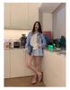 Hong Kong Style Striped Embroidered Drawstring Wide-Leg Shorts for Women - Casual, Versatile, and Lightweight