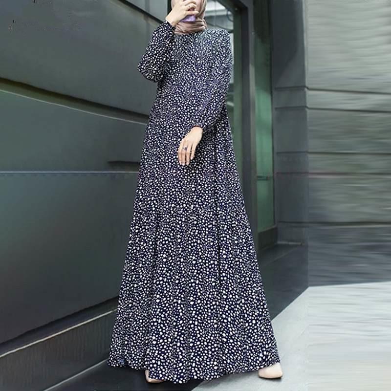 Bohemian Vintage Muslim Long Sleeve Printed Summer Dress