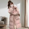Down Jacket Women's Winter Knee Korean Version White Duck Down Medium and Long Pinghu Down Jacket