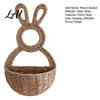 Rustic Rabbit Wall Decor Easter Bunny Woven Basket Handmade Hanging Basket Cute Animal Shaped for Dried or Faux Flowers Plants Farmhouse Home