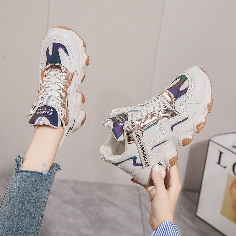 Korean Version of High-top Dad Shoes Women's Versatile Non-slip Women's Shoes New 2025 Spring and Autumn Explosion Increase Sports and Leisure Shoes