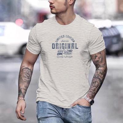 Men's Crew Neck Letter Print Short Sleeve T-Shirt - Breathable & Fashionable Casual Top