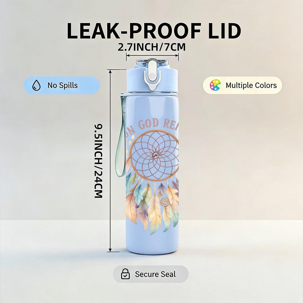 1PC Boho Dreamcatcher Art 750ml Color Plastic Sports Water Bottle Leakproof Flip Straw Lid Suitable for Sports Office Home Use