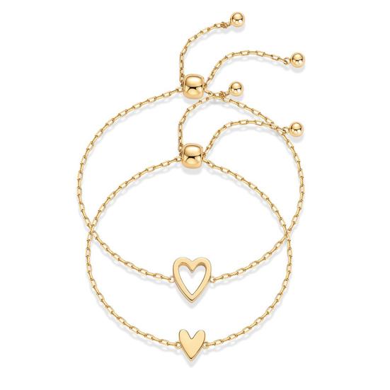 1 Pair Bracelet Heart Decor Adjustable Length Couple Bracelet Small Heart Charm Bangles Fashion Jewelry Gift