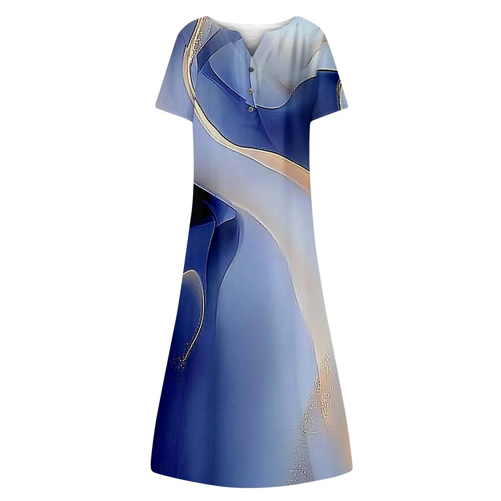 Women's Summer Casual Floral (Gradient) Printed Short Sleeve Dress