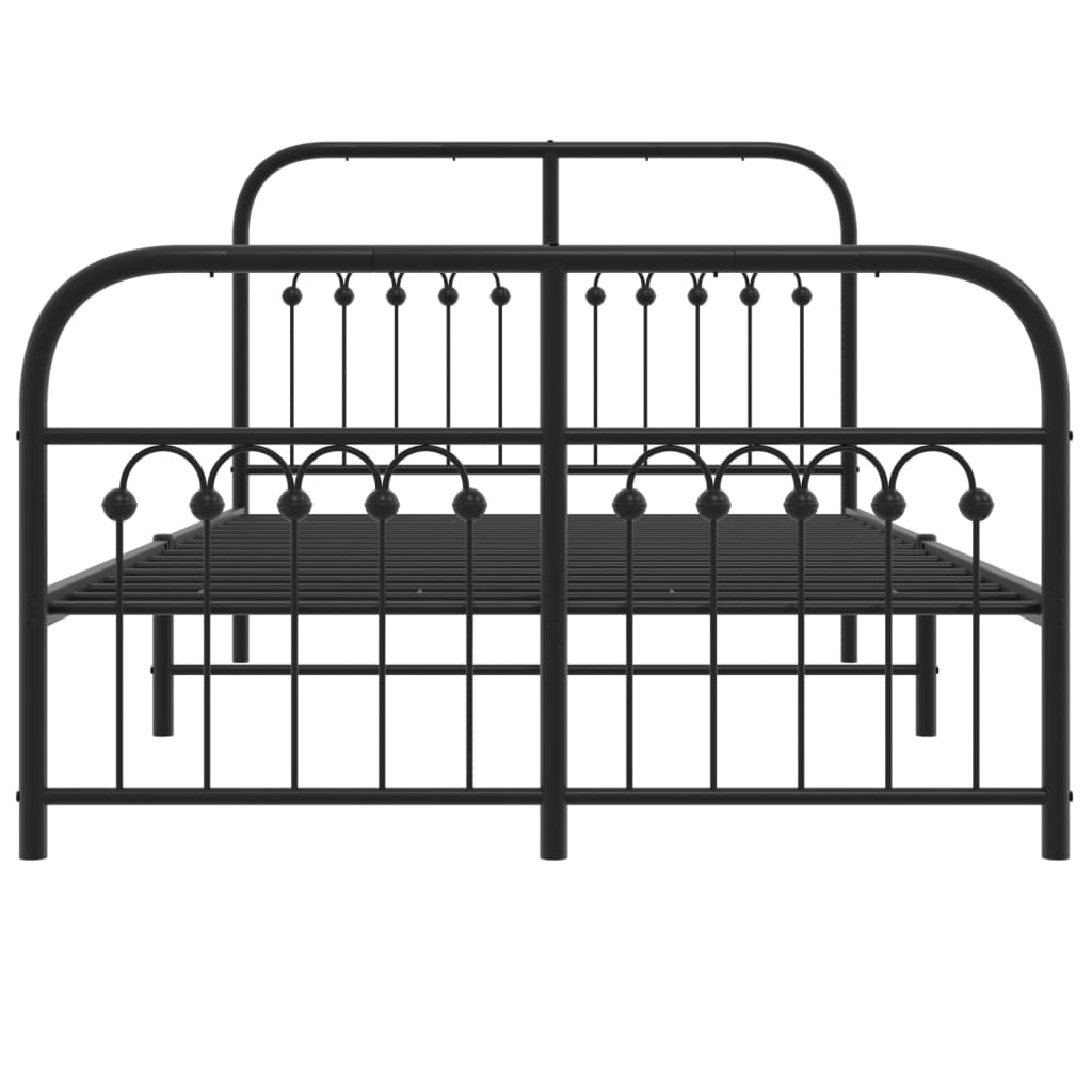 Metal Bed Frame with Headboard and Footboard Black 120 x 190 cm