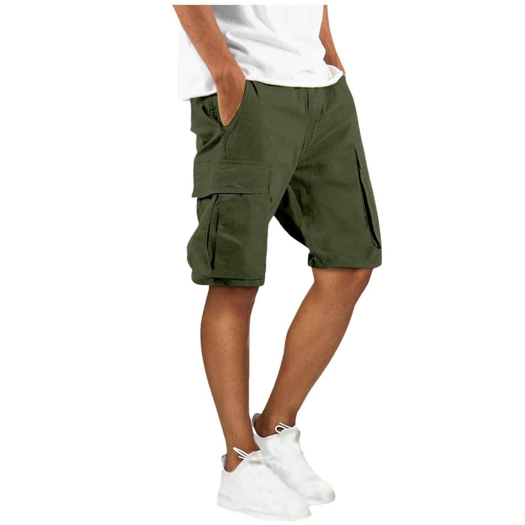 Pantaloni de lucru casual confortabili pentru bărbați, culoare uni, cu buzunare multiple