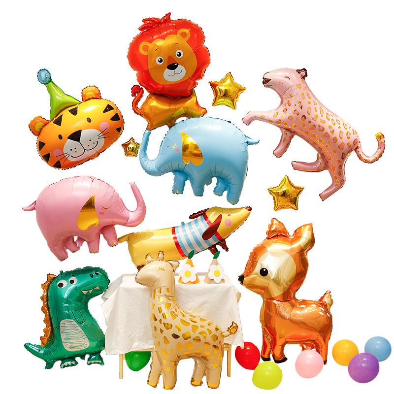 Baby Birthday & Back-to-School Cartoon Animal Balloons for Kids' Party - Giraffe & Elephant Theme