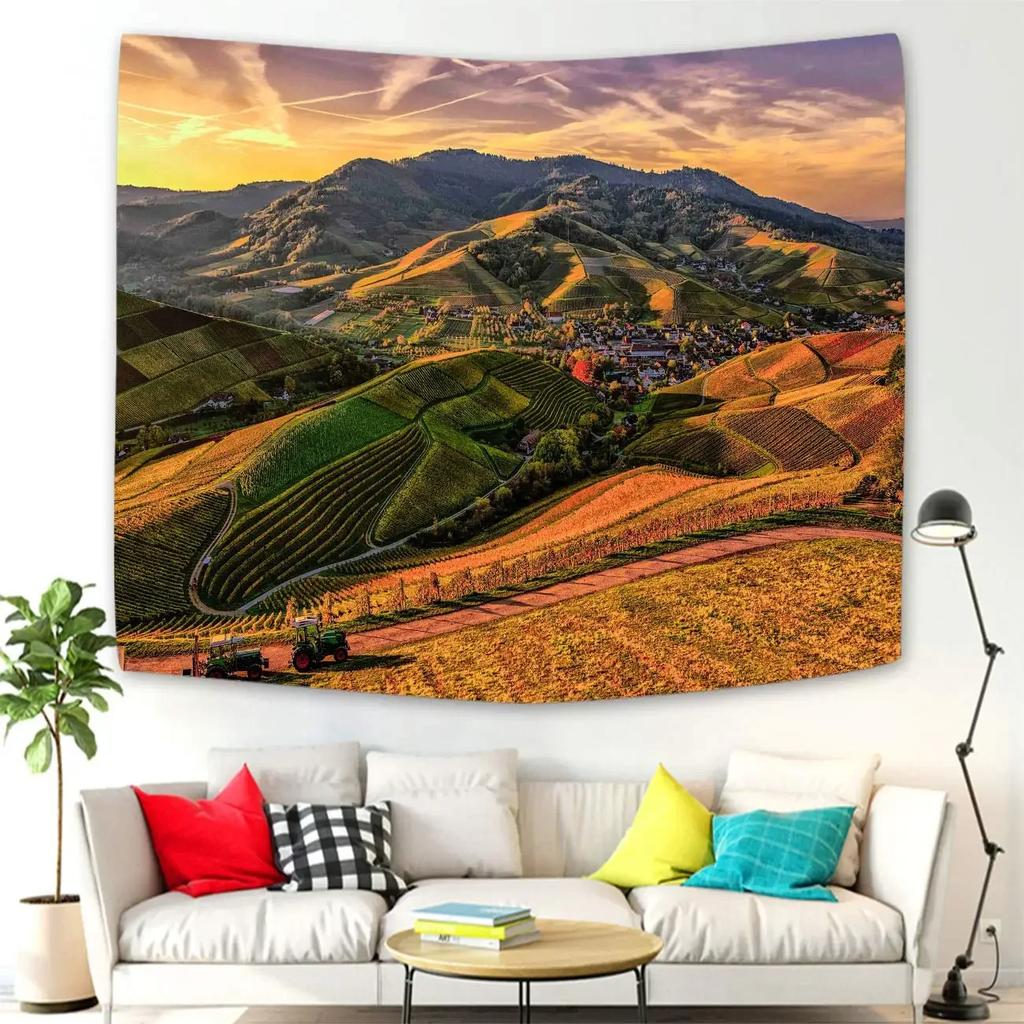 Mountain Tapestry Colorful Sunset Reflection Tapestry Nature Meadow Tapestry Wall Hanging for Bedroom Living Room Dorm Decor