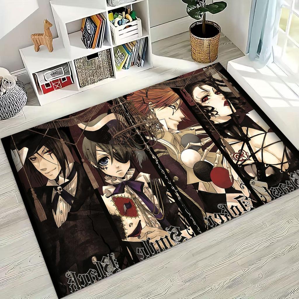 Anime Black Butler Sebastian Ciel Cartoon Cartoon Rug for Bedroom Living Room Sofa Home Doormat Decor,Kids Non-slip Floor Mat