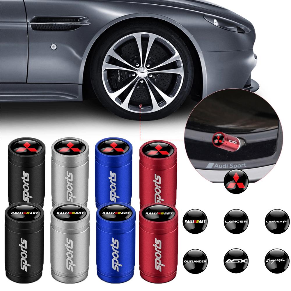 zjvc8 4pcs Car Wheel Tire Valve Stem Cap Airdust Waterproof Covers For Mitsubishi Ralliart Galant Lancer EX Outlander ASX Competition