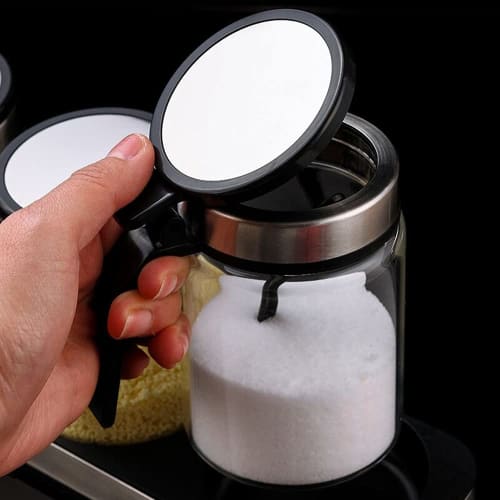 Huiyu Salt and Sugar Containers, Spice Bottles, Seasoning Containers, Sugar Shakers, 300ml, Set of 3