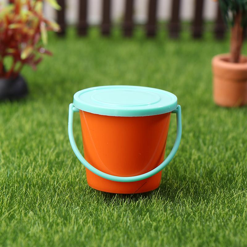 1/12 Dollhouse Mini Buckets With Cover Dollhouse Kitchen Bucket Decoration Dolls House Home Accessories