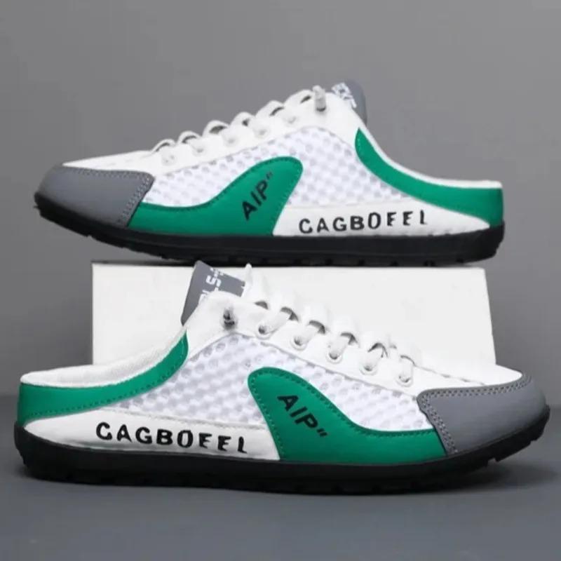 Fashion Fashion Men Baotou Half Slippers Breathable Casual Shoes Lightweight Walking Flats Comfort Sneakers Loafers Large Size Men Shoes