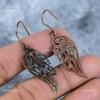 Yellow Agate Gemstone Copper Sisters Gift Electroformed Dangle Birthday Earrings VP-91