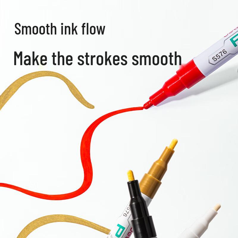 Deli S576 Fine Art Paint Marker - Silver, White, Black, Red Touch-Up Pen