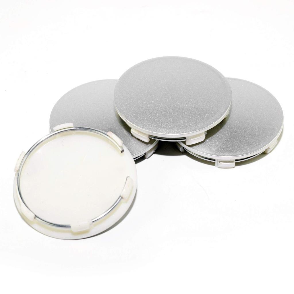 Silver Wheel Center Caps, 62mm and 58mm, Set of 4