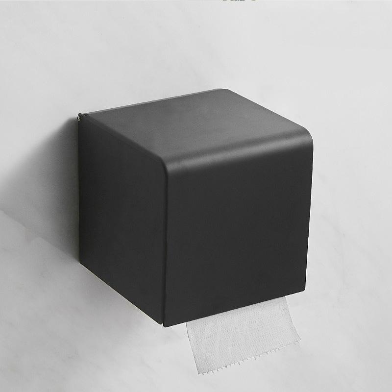 304 Stainless Steel Bathroom Towel Holder Black  Bathroom Paper Roll Holder Tissue Holder Box Wall Mounted Phone Storage Shelf