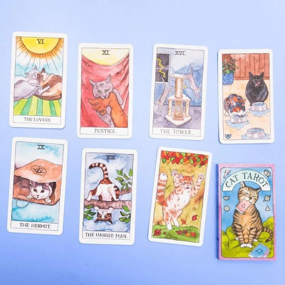 10.6*6.5cm Katt Tarokk: 78 kort (Snodig og humoristisk tarotkortstokk, strømpestopper for kattungeelskere)