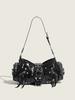 Spicy Girl Oil Wax Leather Motorcycle Armpit Bag, Fashiable and Stylish Willow Nail Bag, Single Shoulder Crossbody Bag
