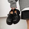 Cowhide Version~ British Style Retro Leather Single Shoes Belt Buckle Muffin Bottom Loafers Women's Thick-soled Thick-heeled Small Leather Shoes