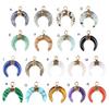 DIY Pendant Gold-Plated Edging Crescent Horn Design Natural Imitation Crystals Jade Necklace Bracelet Earrings Charm DIY Jewelry Making Accessories