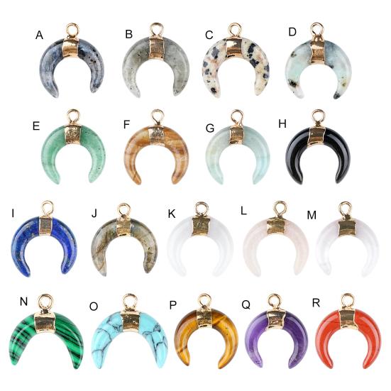 DIY Pendant Gold-Plated Edging Crescent Horn Design Natural Imitation Crystals Jade Necklace Bracelet Earrings Charm DIY Jewelry Making Accessories