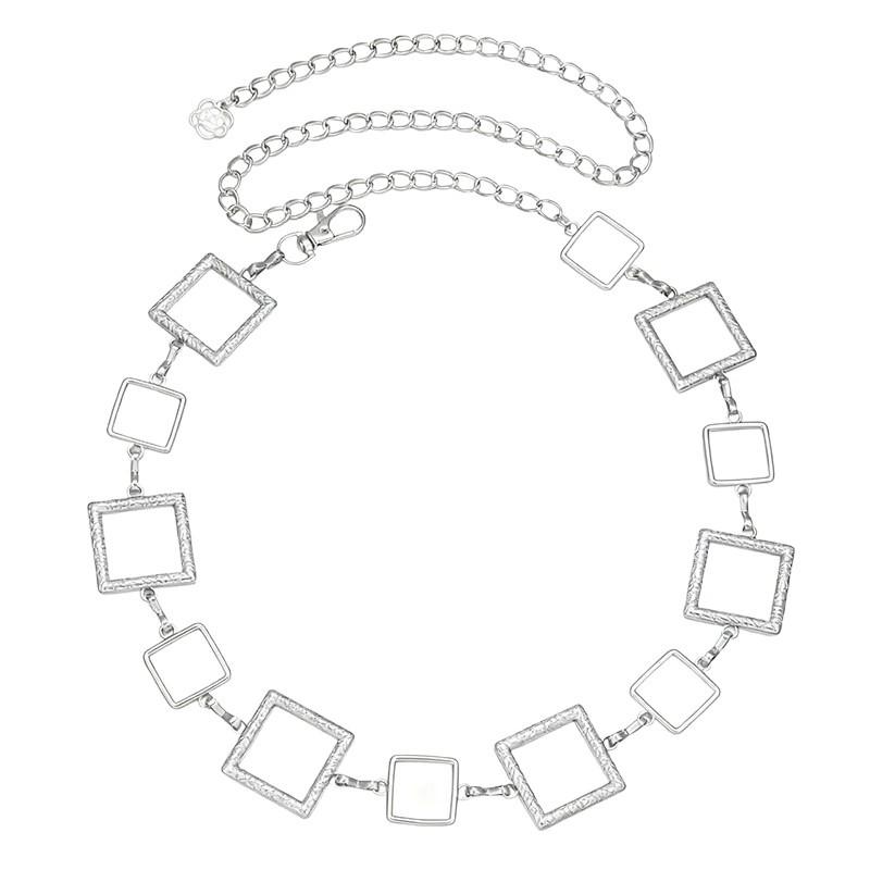 Fashion Hollow Square Wind Metal Waist Chain Women'S Skirt Decorative Belt Dress Waist Pant Chain
