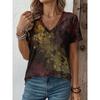 Summer Women's 3D Printed V-Neck T-Shirt Ethnic Style