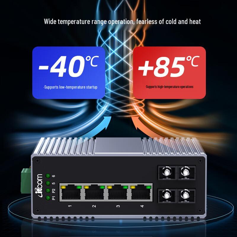 AidiKang 100Mbps Industrial DIN-Rail Media Converter