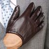 Luvas Masculinas de Couro Genuíno Moda Casual Luva de Pele de Ovelha Preto Marrom Cinco Dedos Estilo Curto Luvas Masculinas para Dirigir M017PQ2