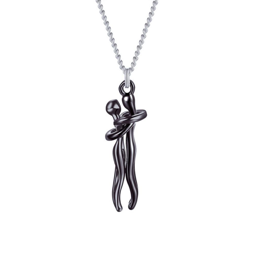 Punk Lovers Hug Necklace Hip Hop Wedding Chain Necklaces Couple Hugging Pendant Valentine's Day