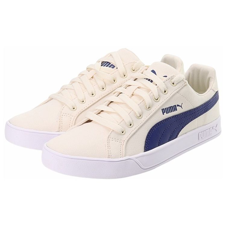 Puma Smash Vulc Canvas Retro Casual Comfortable Durable Low-Top Skate Shoes Unisex Sneakers Beige 374754-06