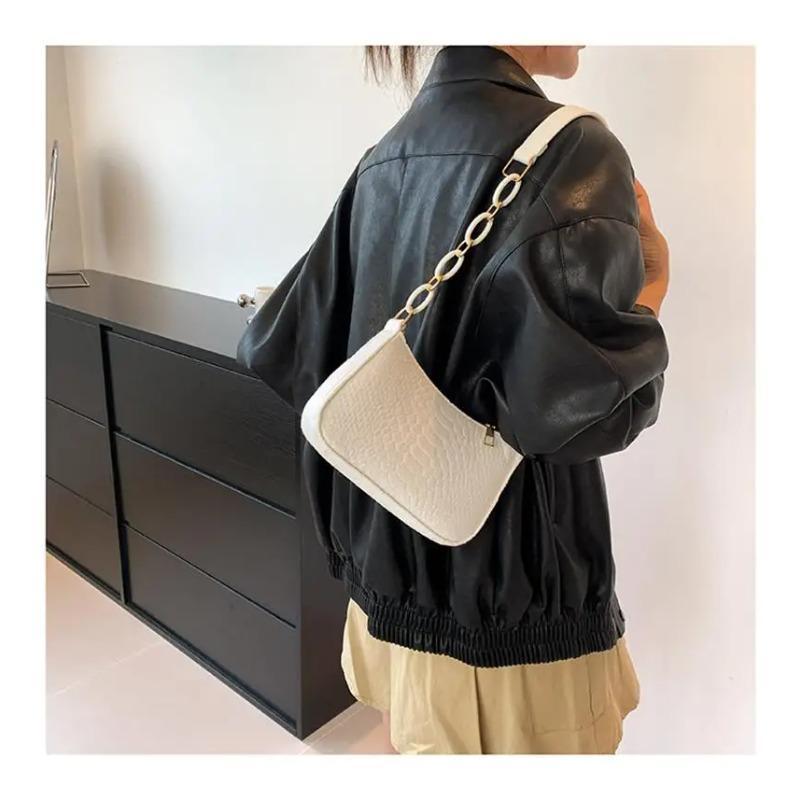 Retro kabelka pod paži, jednobarevná taška přes rameno, ležérní kabelka, dámská módní kabelka