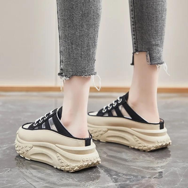 2025 Ladies Shoes Closed Toe Women's Slippers Roman Thick Bottom Best Seller Hollow Out Lace-up Comfortable Casual Shoes