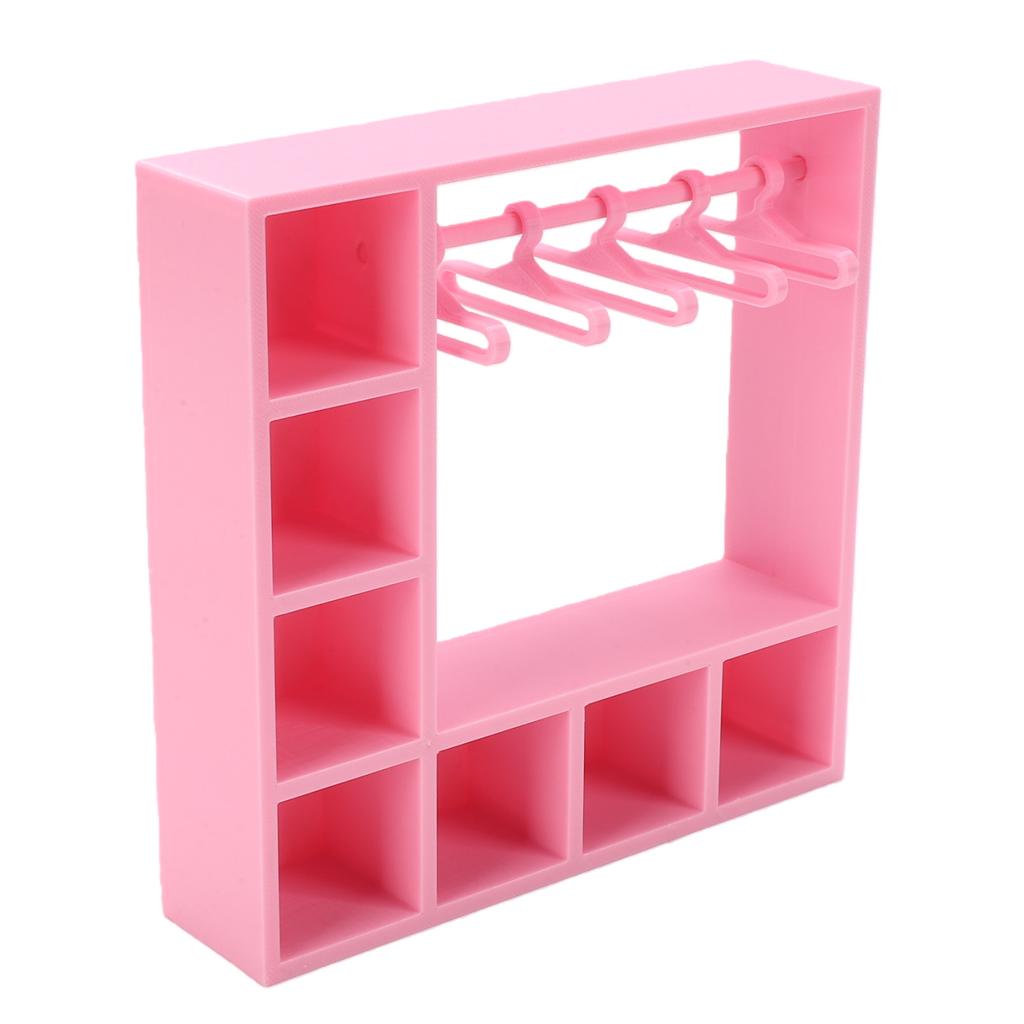 Doll Clothes Closet Wardrobe with 10 Hangers Doll Accessories Display Box Figures Clothing Storage Cabinet
