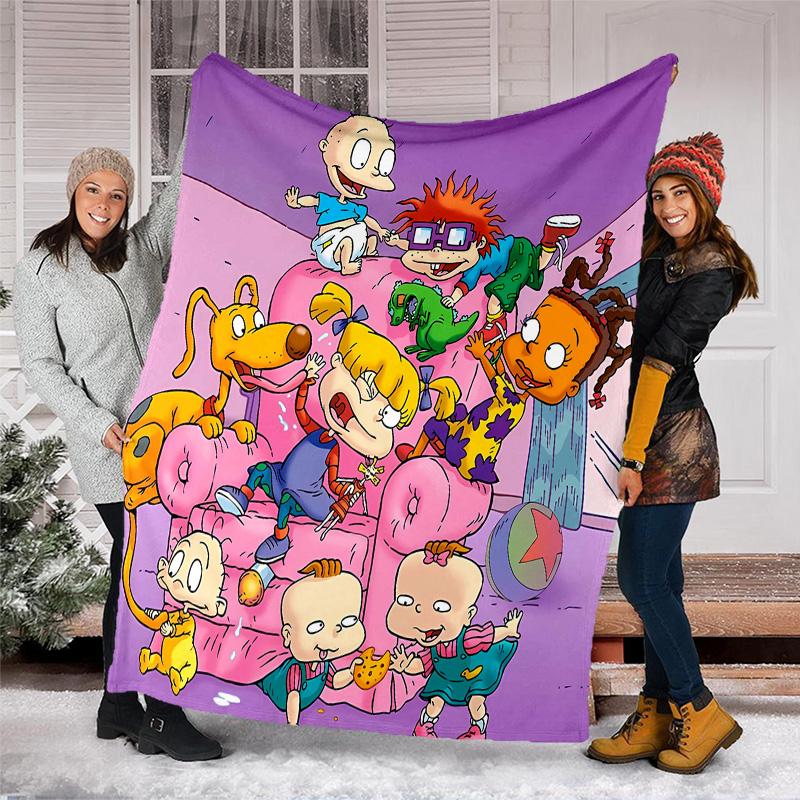 1pc Rugrats in paris2 Theme Blanket - Digital Print, Polyester, Cozy for All Seasons, Perfect for Outdoor, Camping, and Travel