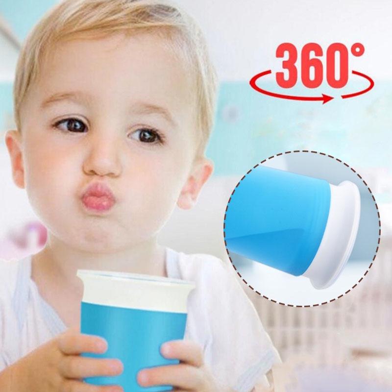 Moderne Nützliche Kinder Fütterung Wunder Baby Lernen Sicher Auslaufsicher 360 Grad Training Trinkbecher Flasche Mit Griffen