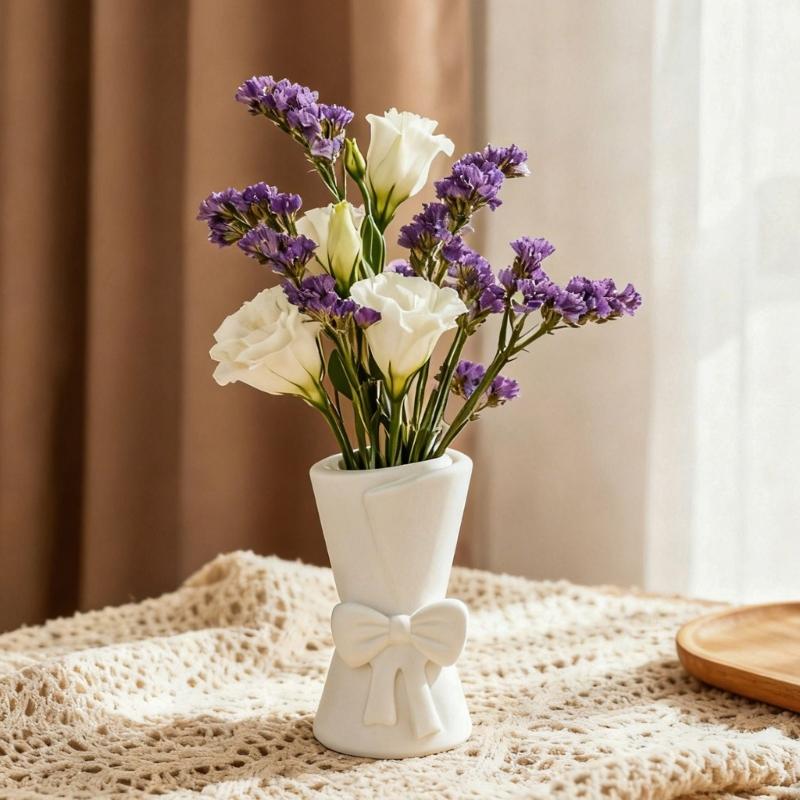 Flexible Silicone Mould for Crafting Unique Bowknot Bouquet Vases Ideal for Home Decoration and Craft Projects