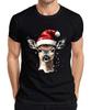 Cute Fawn Santa Hat Christmas Gift Watercolor Vintage Mens T-Shirt-