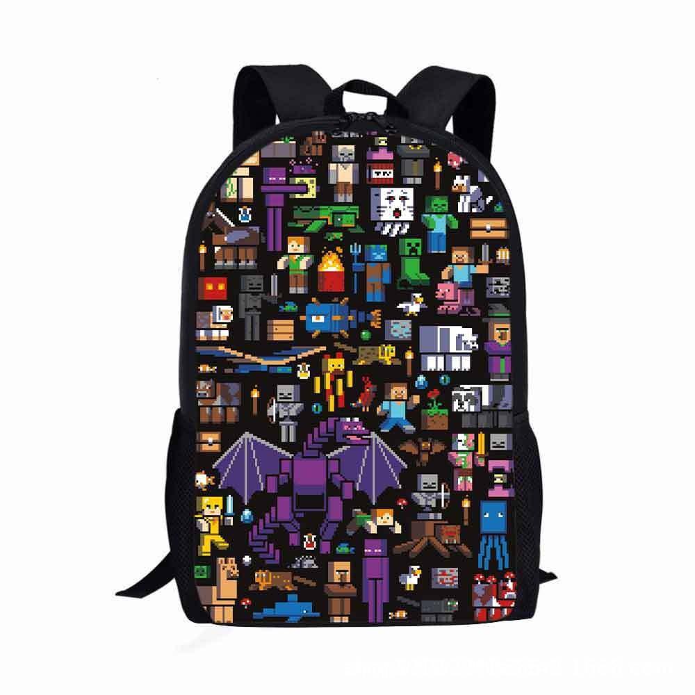 Square Man School Bag Cartoon Backpack Minecraft Backpack Game Printing Large Capacity