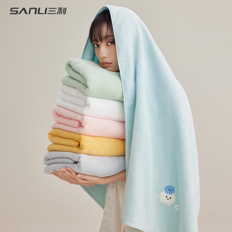 

Towel Pure cotton Children s large bath towel Adult wrap bath towel Cartoon embroidery without twist 60*120 синій
