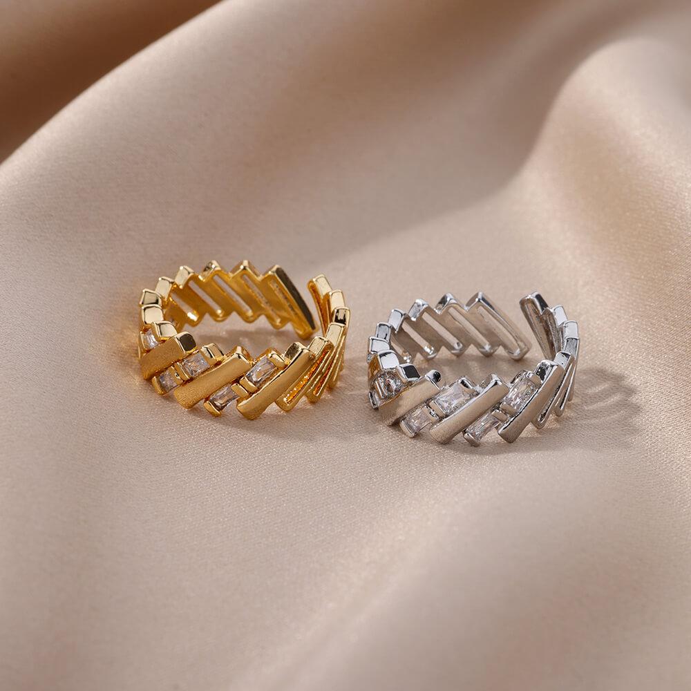 Zircon Bar Rings For Women Stainless Steel Bar Opening Geometric Ring  Trending Luxury Wedding Aesthetic Jewelry Anillos