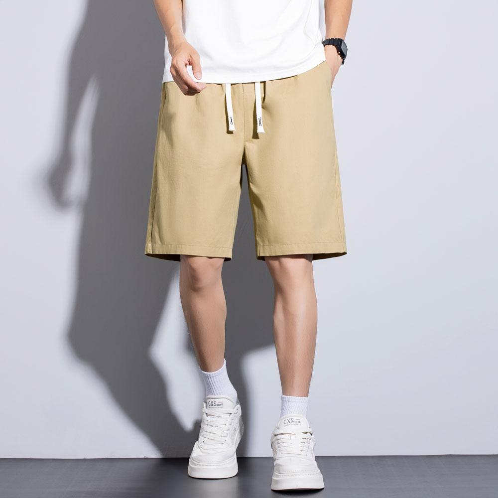 Washed Cotton Five-part Labor Shorts Durable Wear-resistant Summer Thin Drawstring Back Pocket Sports Pants Beach Casual Mid-pants