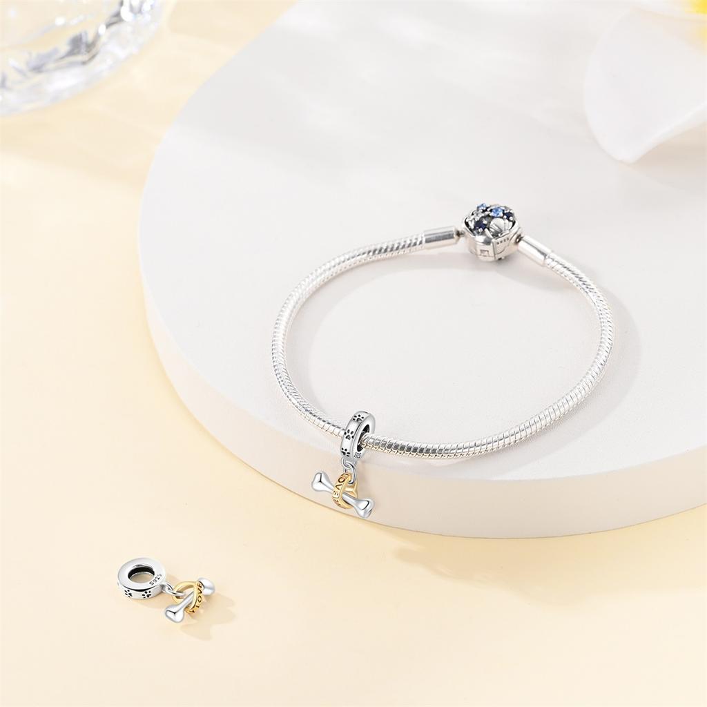 Original Copper Charms Luxury Pet Love Heart Bones Beads Fit Bracelet Diy Women Making Delicate Gift