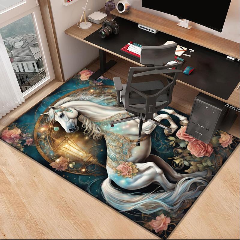 Ethereal Horse Fantasy Office Rug Chair Mat, Entryway Carpet, Suitable for Front Door, Bedroom, Living Room, Desk, Holiday Gift