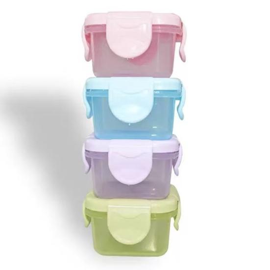 Yousheng 6Pcs/Set Mini Food Storage Box Portable Condiment Box with Leakproof Lid Reusable Airtight Sauce Containers for School Picnic Outdoor