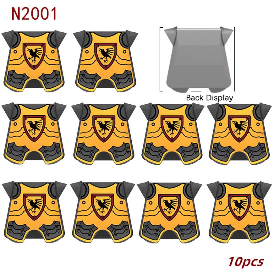 

10 шт. MOC Средневековый военный жилет Строительные блоки Рыцарские доспехи Аксессуары Кирпичики Игрушки Подарок